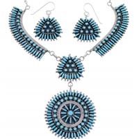 Turquoise Needlepoint Jewelry Set